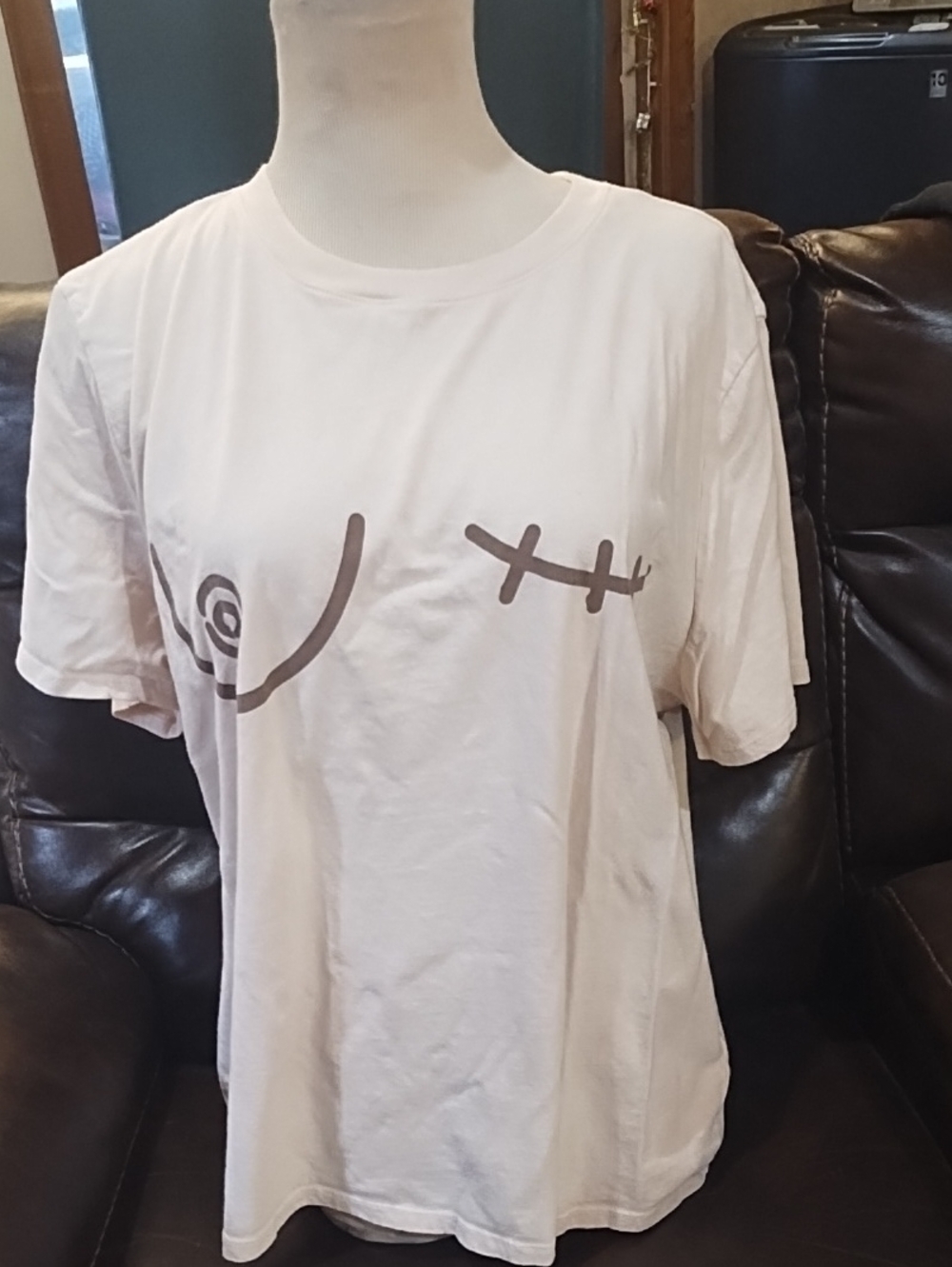Forever 21 Cream Short Sleeve Graphic Tee with Brown Accent